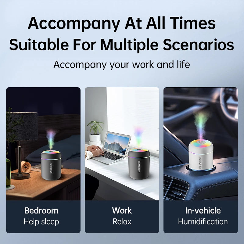 180ML Mini USB Electric Air Humidifier Aroma Diffuser Essential Oil Mist Maker with Lights for Car Home Bedroom Touch Control